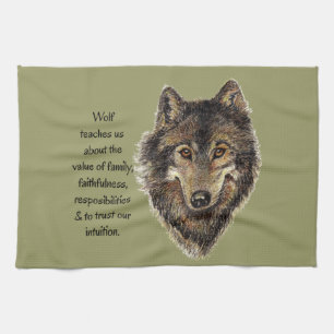 Varg totem Inspirational Spirit Guide Animal Kökshandduk