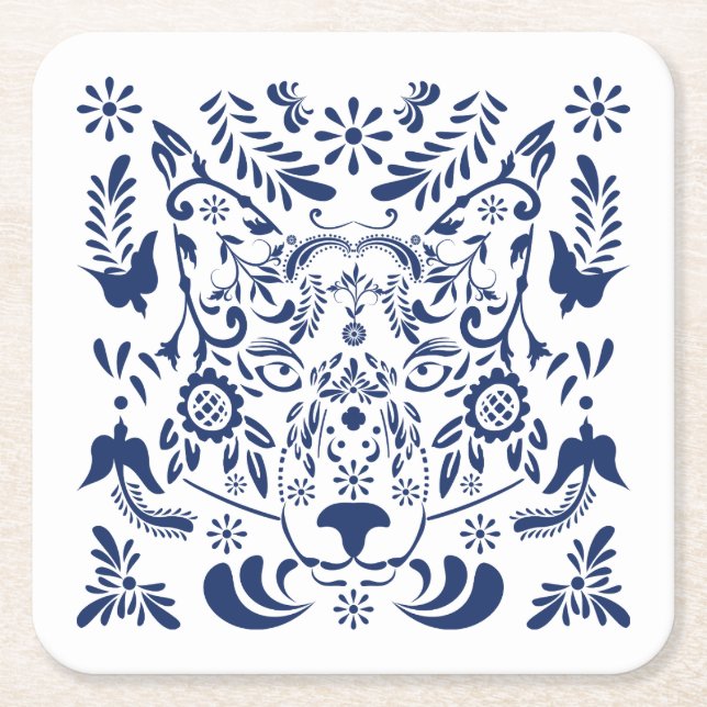 Varg traditionell Papper Underlägg av prydnadsföre Kvadrat (Framsidan)