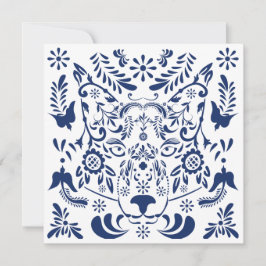 Varg traditionellt mönster-vykort julkort