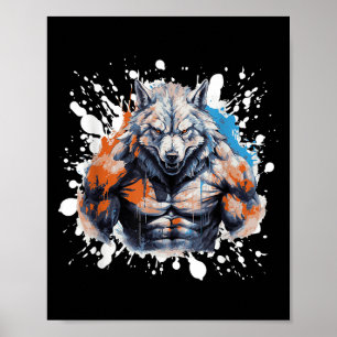 Varg Träningsgym Kämpe Bodybuilder Poster
