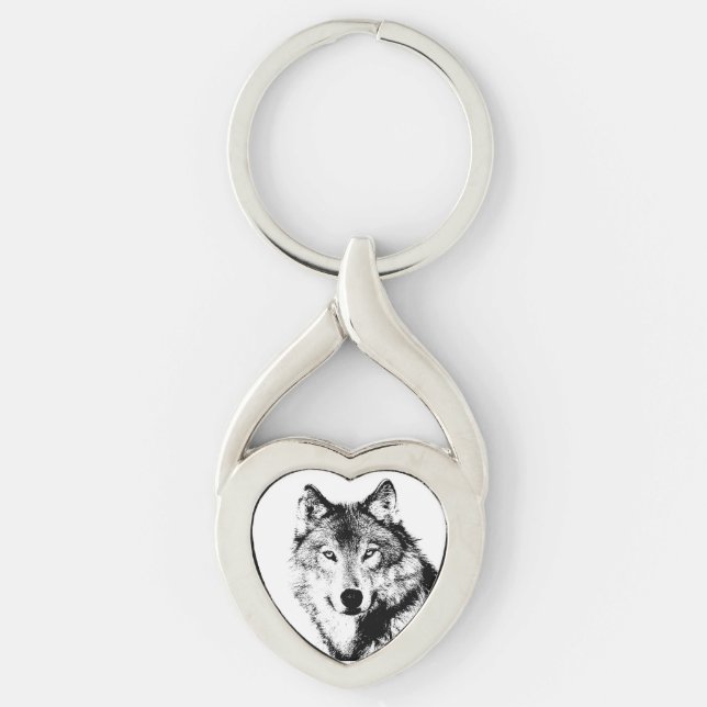 Varg Twisted Heart Silverfärgad Nyckelring (Framsidan)
