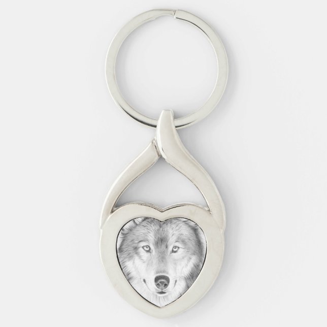 Varg Twisted Heart Silverfärgad Nyckelring (Framsidan)
