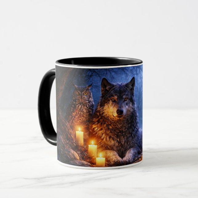 Varg Ugglor Korp Mystisk Kaffekopp (Framsida vänster)