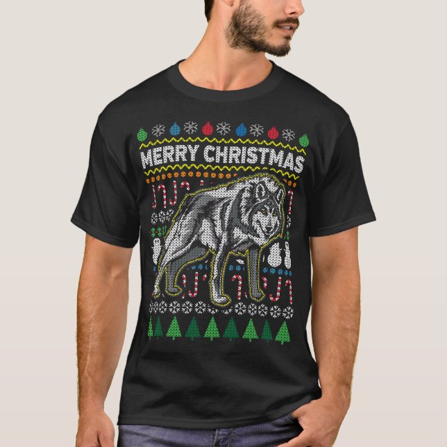 Varg Ugly jul Sweater Wildlife Series Tee Shirt (Framsida)