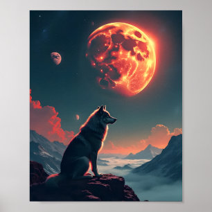Varg under Blood Måne Poster