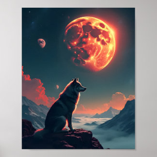 Varg under Blood Måne Poster