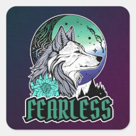 Varg under Måne i Gay Flagga Färg Fyrkantigt Klistermärke