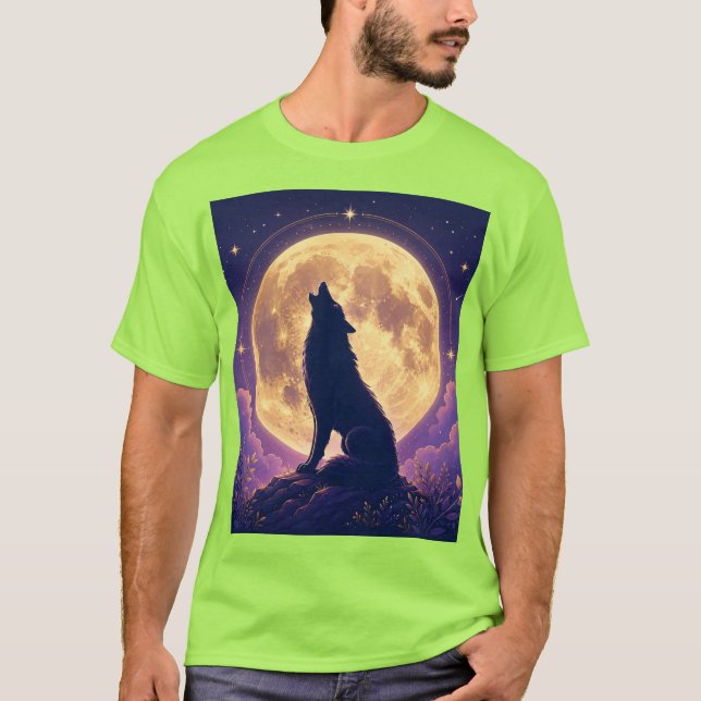 Varg under månen. t shirt (Framsida)