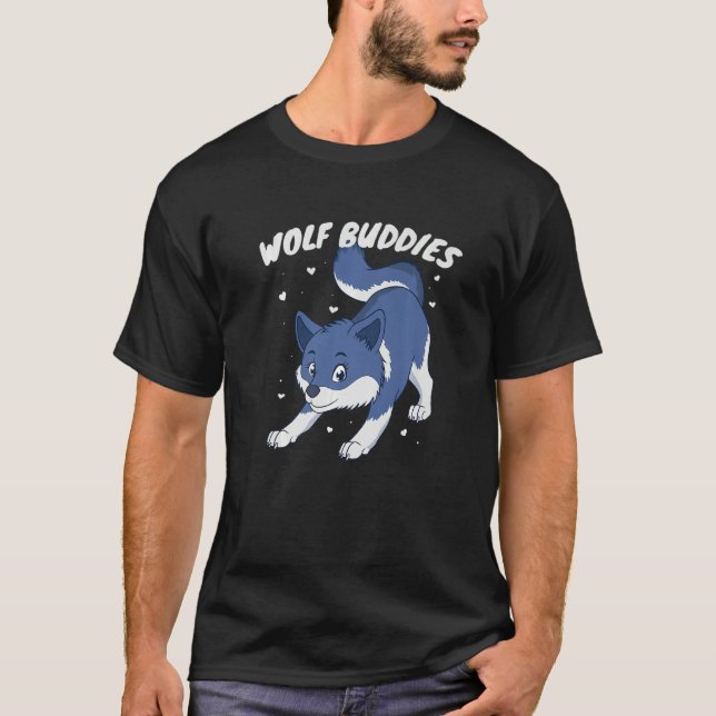 Varg Unge Varg Pack Howling Varg Buddies Wildlife  T Shirt (Framsida)