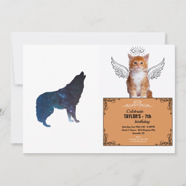 Varg universum silhuette - Välj bakgrund färg Inbjudningar (Framsida)