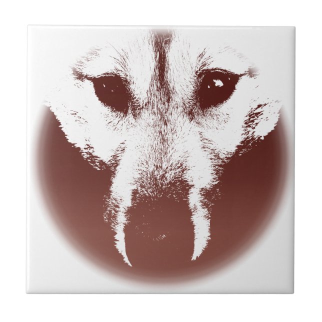 Varg Valp för keramisk platta Varg, styrd Hund Dec Kakelplatta (Framsidan)