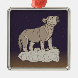 Varg Valp Howling Julgransprydnad Metall