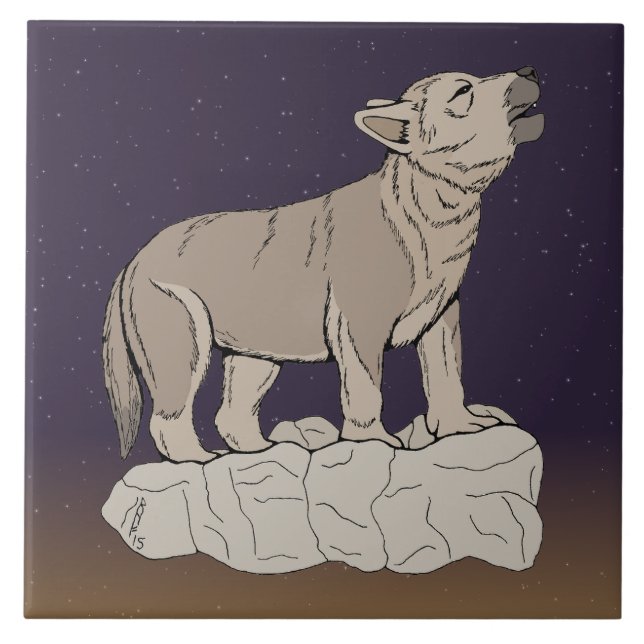 Varg Valp Howling Kakelplatta (Framsidan)