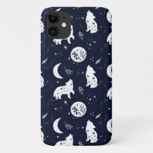 Varg Valp Howling vid iphone case vid Måne