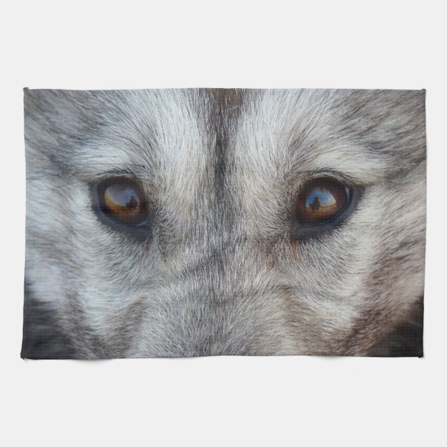 Varg Valp Towel Vild Husky Hund Tea Towel Kökshandduk (Horisontell)