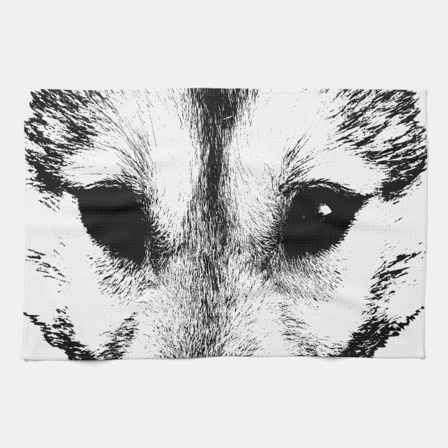 Varg Valp Towel Vild Husky Hund Tea Towel Kökshandduk (Horisontell)