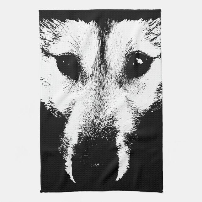 Varg Valp Towel Vild Husky Hund Tea Towel Kökshandduk (Vertikal)