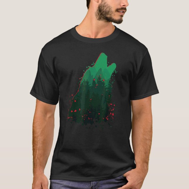 Varg Varg Silhouette Vargar Head Predator Vild Ani T Shirt (Framsida)