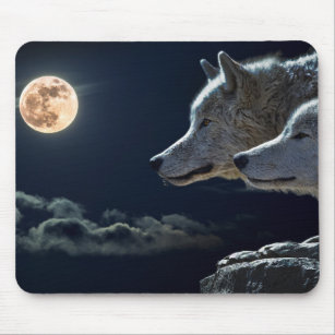 Varg Vargar Howling på Full Moon på natten Musmatta