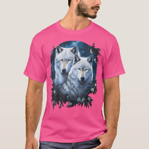 Varg Vargar i Forest by Night Måne Fantasy Art Wi T Shirt
