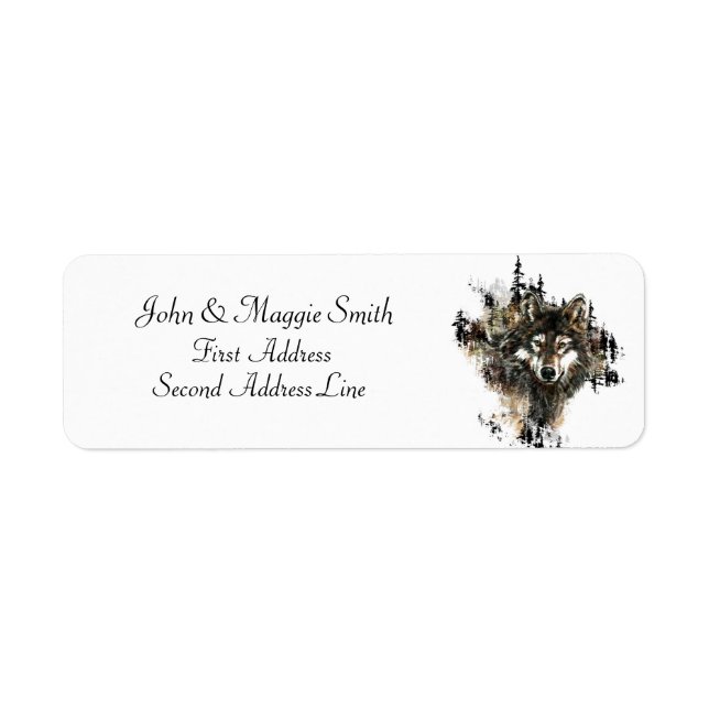 Varg, Vargar, Vild, djur, bergstyp. Returadress Etikett (Framsidan)