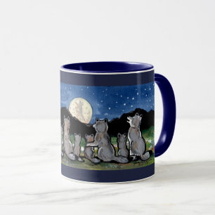 Varg Vargars Howling vid Måne Designer Mörk blå Mugg
