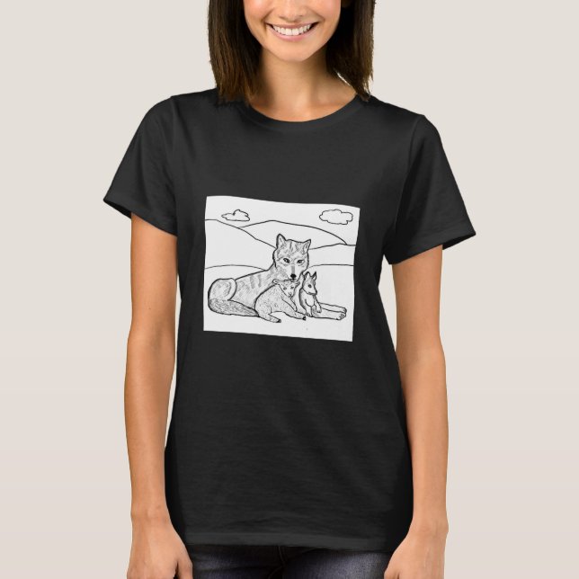 Varg, 🐺 Vargunge, Och Lamm 🐑  T Shirt (Framsida)