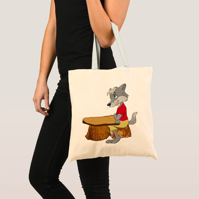 Varg vid en Bord Tote Bag Tygkasse (Skapare uppladdad)