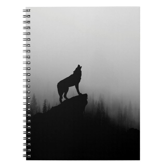 Varg vid måne anteckningsbok (Framsidan)