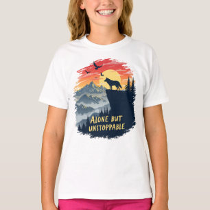 Varg vid Måne Ensamen men kan inte stoppas T Shirt