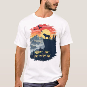 Varg vid Måne Ensamen men kan inte stoppas T Shirt