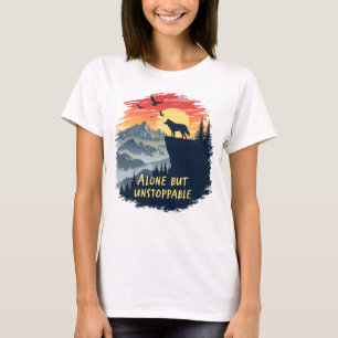 Varg vid Måne Ensamen men kan inte stoppas T Shirt