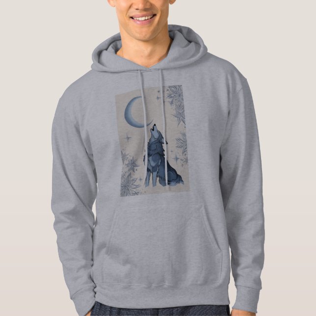 varg vid måne hoodie (Framsida)