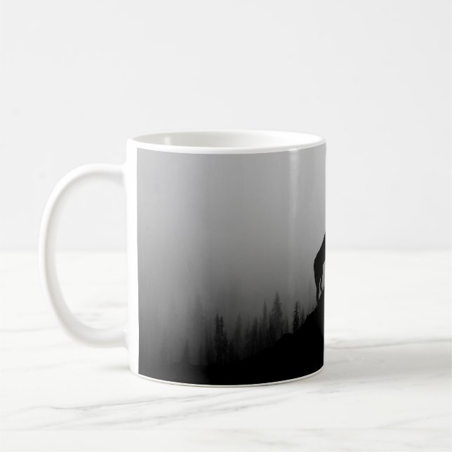 Varg vid måne kaffemugg (Vänster)