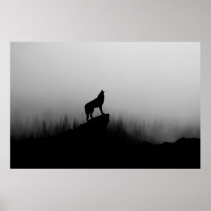 Varg vid måne poster