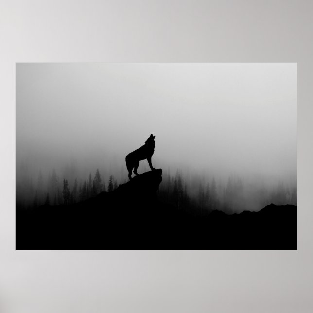 Varg vid måne poster (Framsidan)