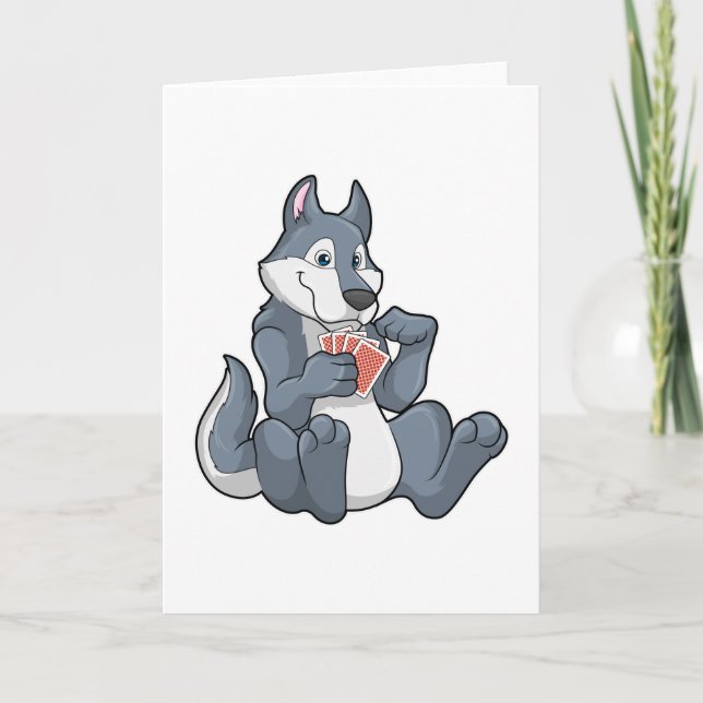 Varg vid poker med pokerkort kort (Framsida)