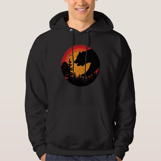 Varg vid Vintage Sunset Retro T-Shirt Hoodie (Framsida)