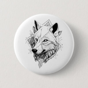 Varg Vild Art Tato för illustration av djurart Knapp