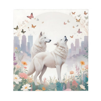Varg Vintage Animal Nature Environment City Art Anteckningsblock