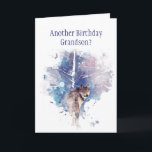 Varg Watercolor Grandson Birthday Humor Kort<br><div class="desc">Varg Djurvattenfärg Art ett roligt födelsedagskort för din morson</div>