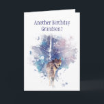 Varg Watercolor Grandson Birthday Humor Kort<br><div class="desc">Varg Djurvattenfärg Art ett roligt födelsedagskort för din morson</div>