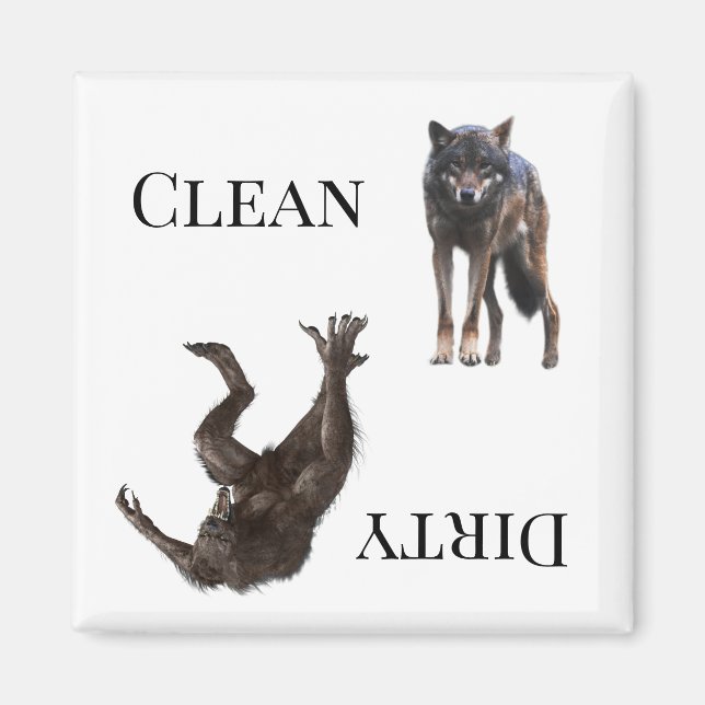 Varg Werevarren Clean Dirty Dishwasher Magnet (Framsidan)