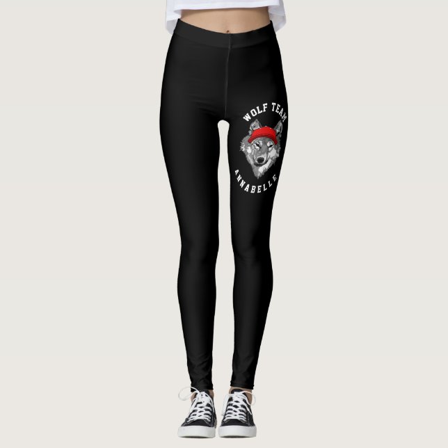 Varg Wildlife Red Hat Black Sport Team Leggings (Framsida)