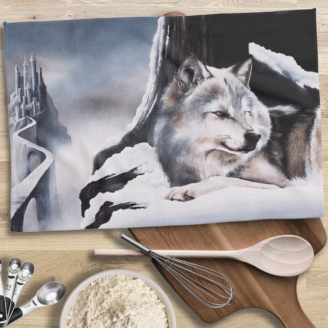 Varg Winter Castle Fantasy Kökshandduk (Skapare uppladdad)