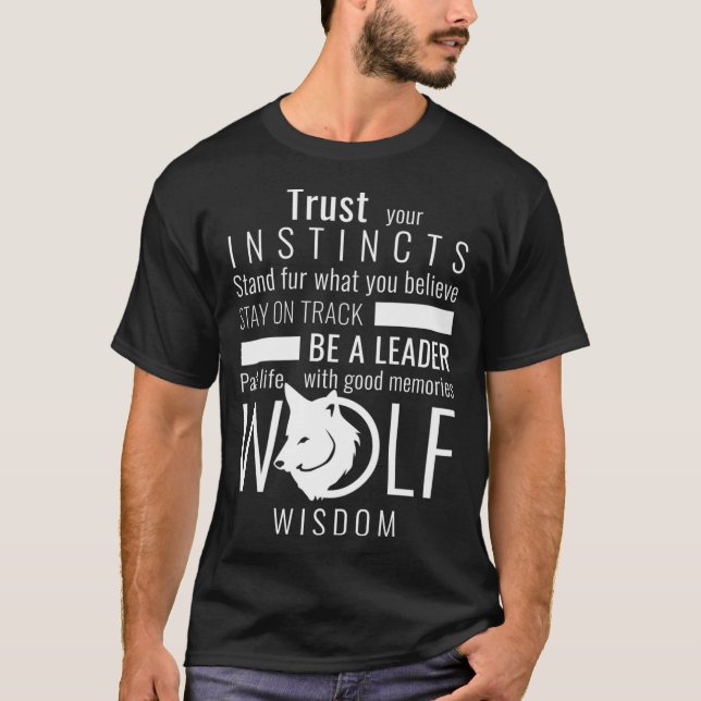 Varg Wisdom Vargars Älskare Motivering Quotes Gif T Shirt (Framsida)