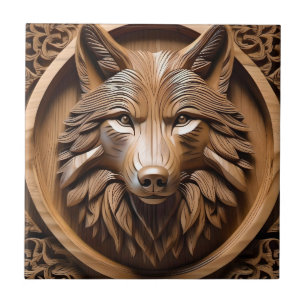 Varg Wood Carving Kakelplatta