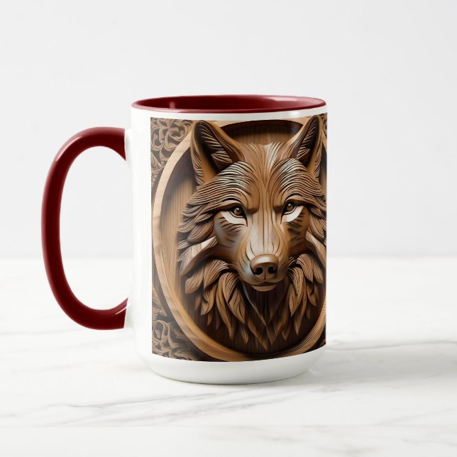 Varg Wood Carving Mugg (Vänster)