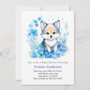 Varg Woodland Blissful Watercolor Boy Shower Inbjudningar