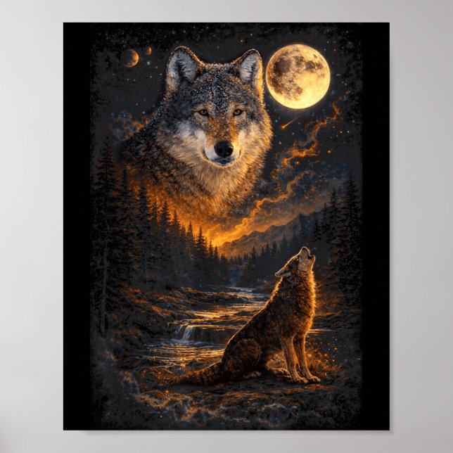 Varg Ylande Månskogs Natur Vilda Djurs Vänner Poster (Framsidan)